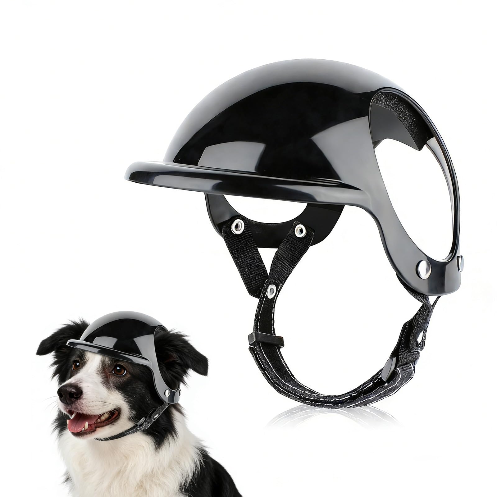 LESYPET Dog Helmet for Medium Dogs, Pet Helmet Ear Hole Adjustable Strap Pet Hat Safety Hats for Outdoor Motorcycling Driving, Medium