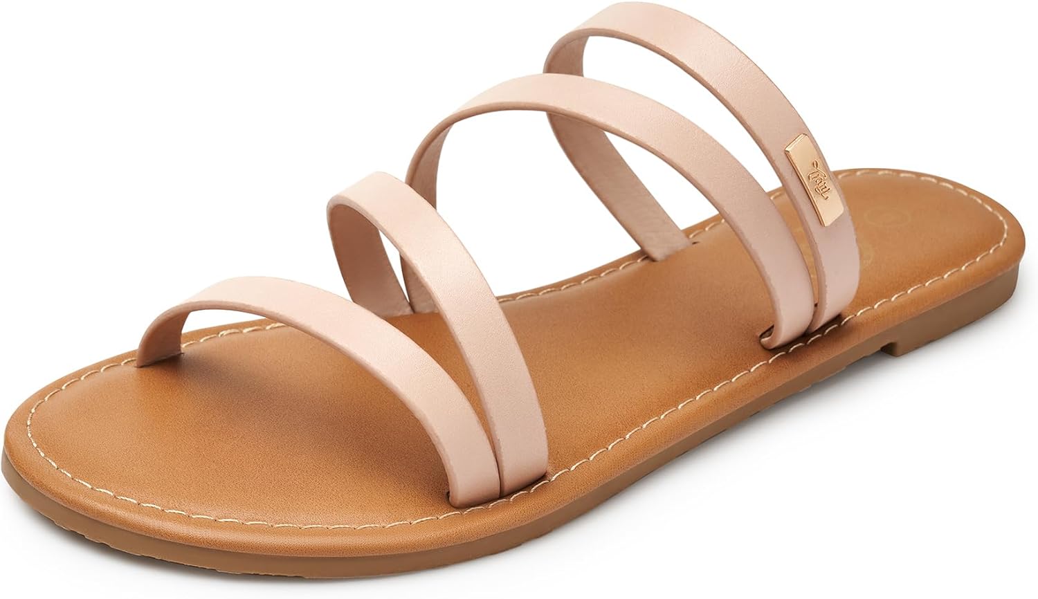 Trary Women’s Flat Sandals,Strappy Flip Flops Dressy,Comfortable Slide for Girls’ Summer
