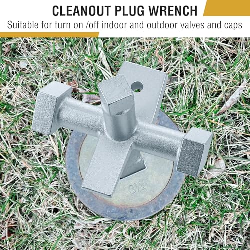 Image of Feekoon 6 Sided Cleanout Plug Wrench, Plumbing Tools and Plumbing Wrench, Threaded Drum Trap Tools for Both Slotted or Square Countersunk Cleanout Plugs Drum Traps Heavy Duty Iron(Blue Zinc Plating)