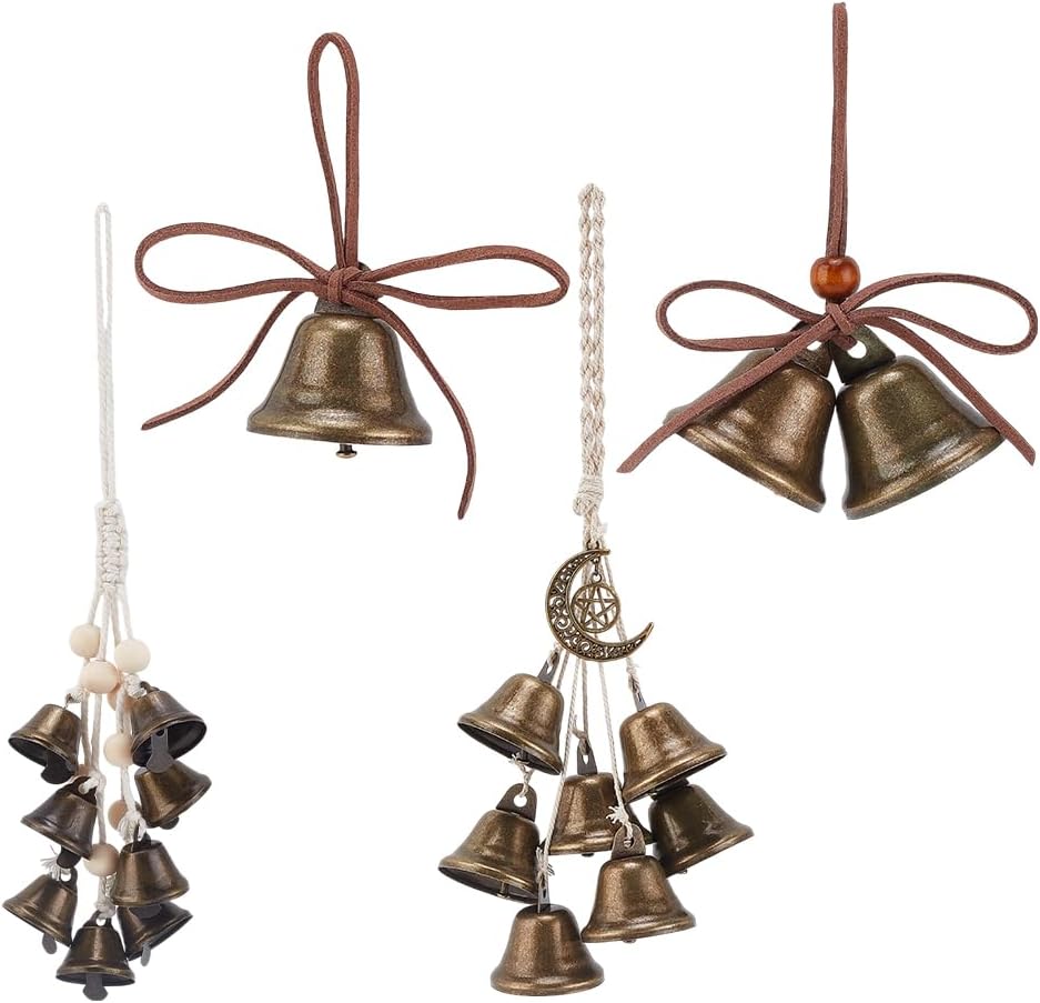 PH PandaHall 4 x Christmas Hanging Bells Vintage and Rustic Wind Chimes ...