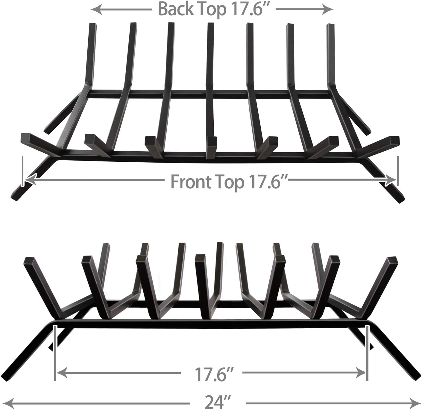 WBHome Fireplace Grate 24 inch - 7 Bar Fire Grates - Heavy Duty Solid Steel - for Indoor Chimney Hearth Outdoor Fireplace Kindling Tool Pit Wrought Iron Wood Stove Firewood Burning Rack Hold