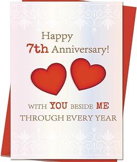 7th Anniversary Card Gifts for Him Her | Funny 7 Year Wedding Anniversary Card for Couple Husband Wife | Best 7th Aday Decorations