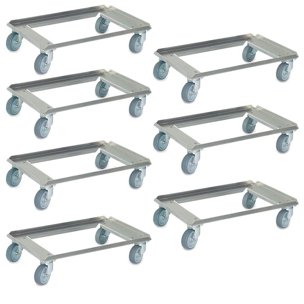 BRB 7X Logistikroller/Kistenroller für Behälter 600x400 aus Aluminium, Tragkraft 250 kg