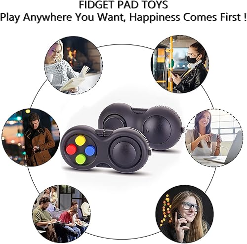 Miniatura 4 de Mini Fidget botón controlador pad juguetes para niños adultos con ansiedad y autismo (negro y mezcla)