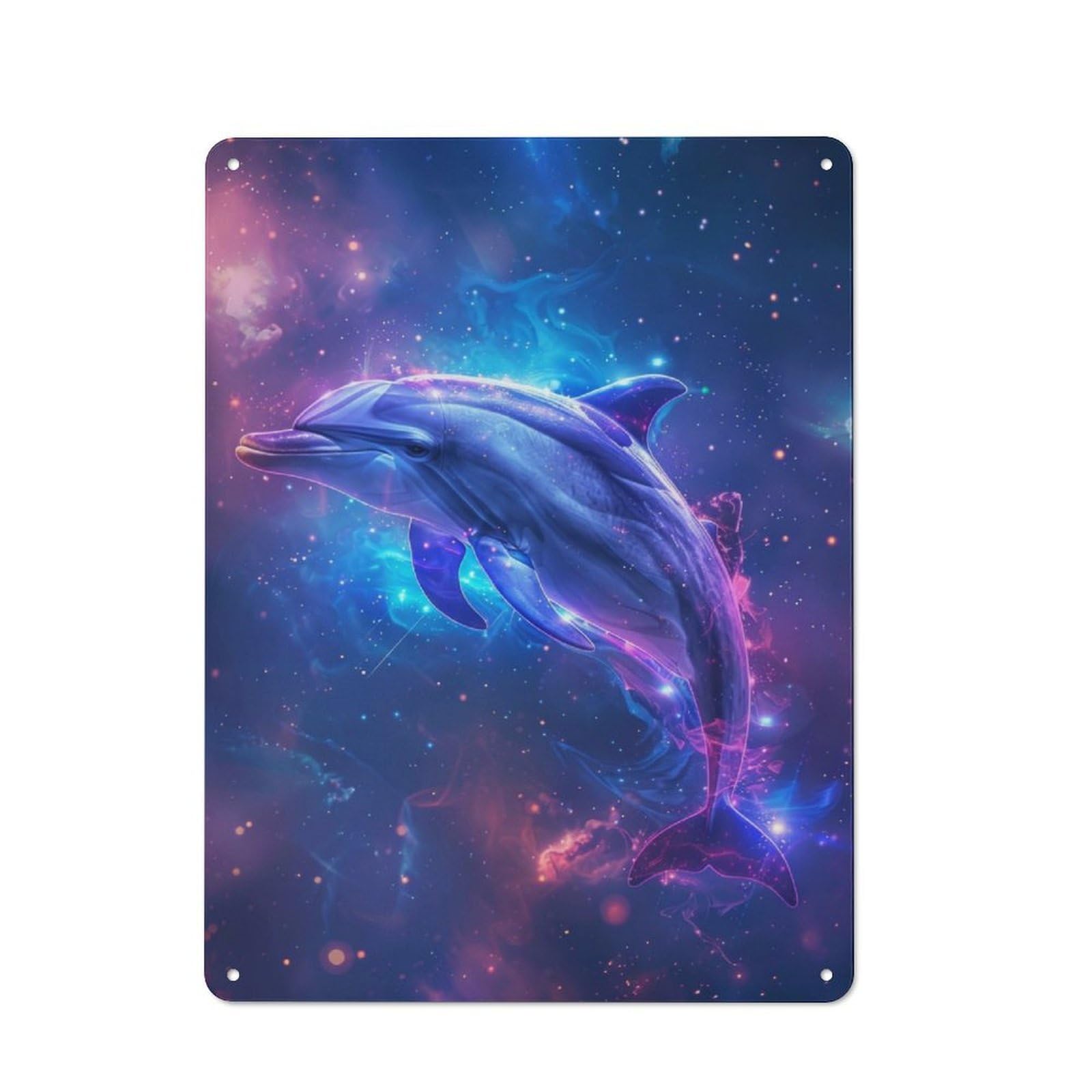 Junmoney Dolphin Space Animal Retro Metal Plaque 40X30cm For Bar Or Restaurant, Suited To Restaurant Interior Fans