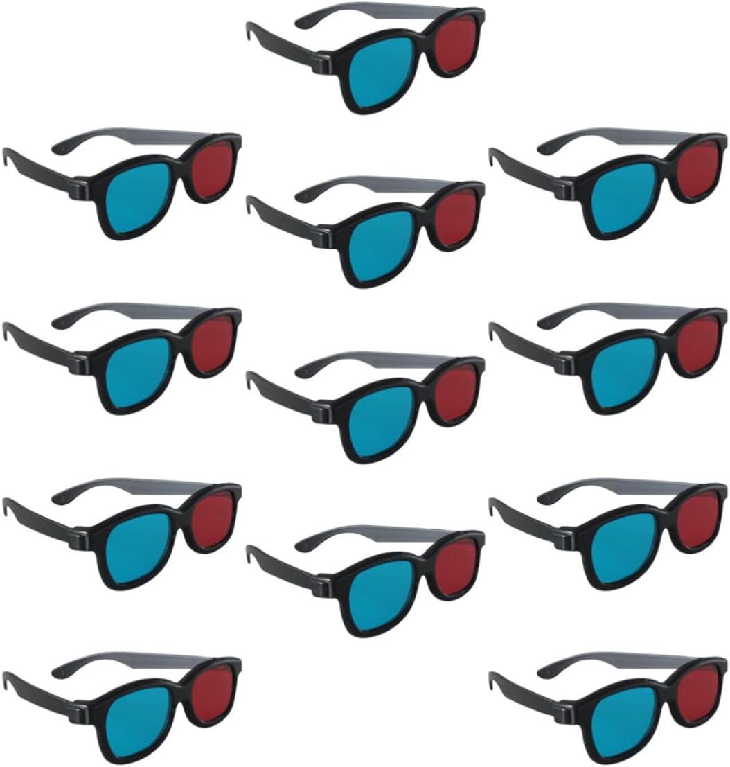VANZACK 20pcs Red Blue 3D Video Glasses Plastic Stereoscopic Movie Glasses Skin-Friendly Lightweight Design for Adults