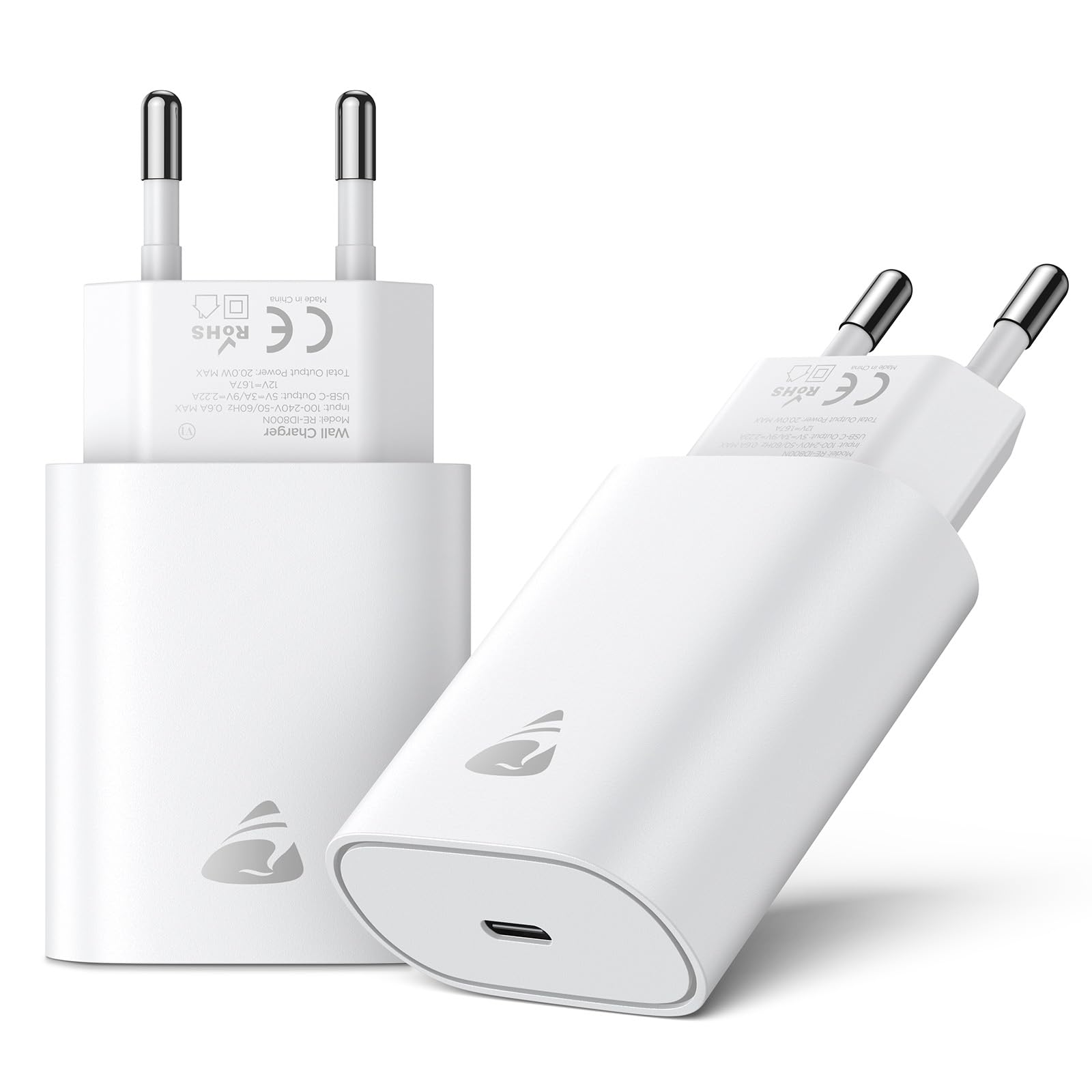 2 Pack Caricatore USB C, 20W Ricarica Rapido Spina Type C Carica Adattatore | Presa USB C, PD Alimentatore USB C per iPhone 17 16 15 14 13 12 Pro Max, USBC Spinotto Caricabatterie per Samsung Cellulare