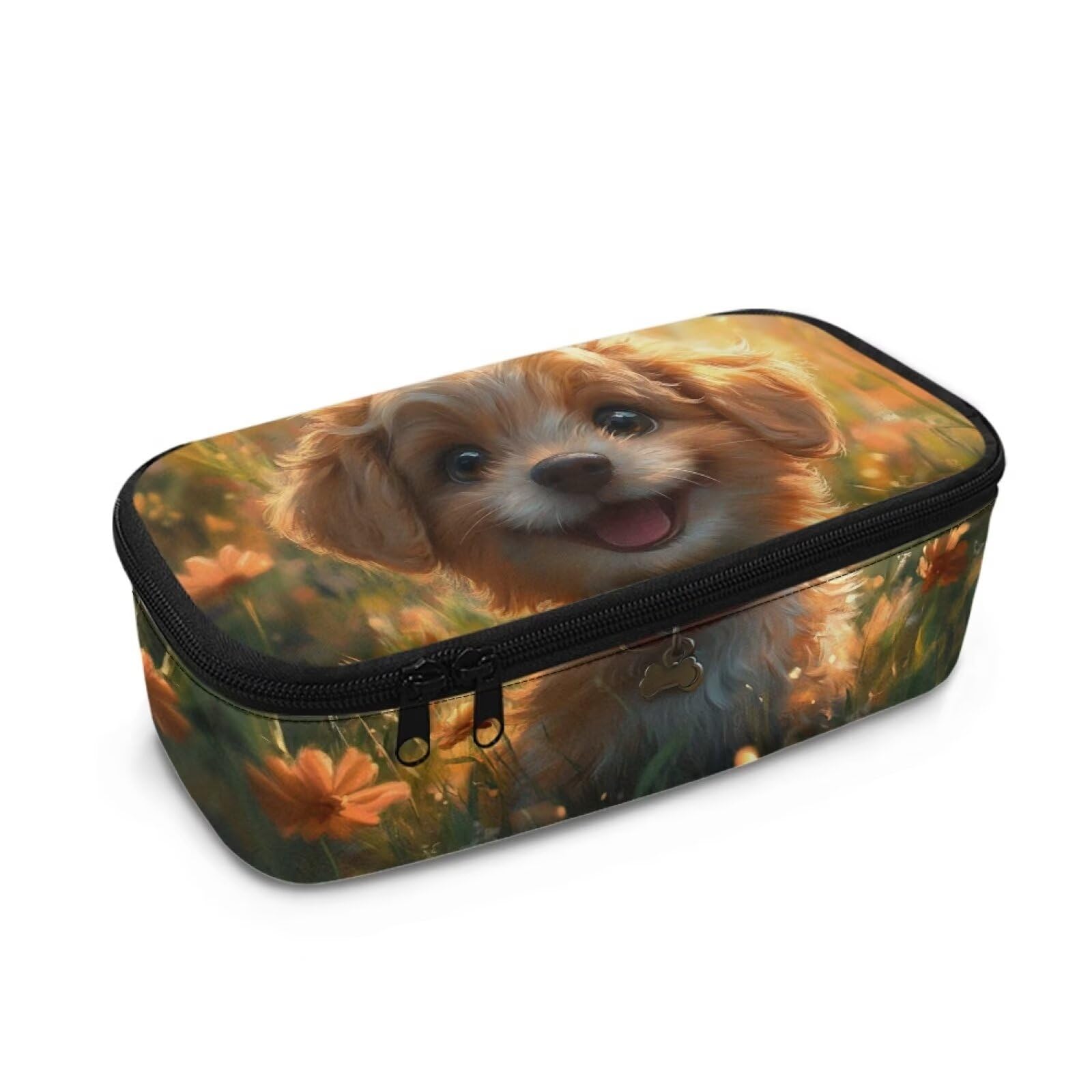 COEQINE Dog Pencil Case for Boys Age 8 9-10 Large Capacity Pencil Case Cute with Mesh Pocket and Pen Slot for Middle High School