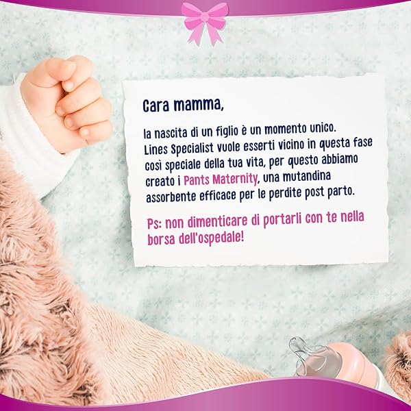 Lines Specialist Maternity, Mutandine Assorbenti Lines Maternity Post Parto, con Supporto Dell'Addome e Assorbenza Rapida per Perdite Post Parto, Taglia M, Confezione da 24 Unità - 2