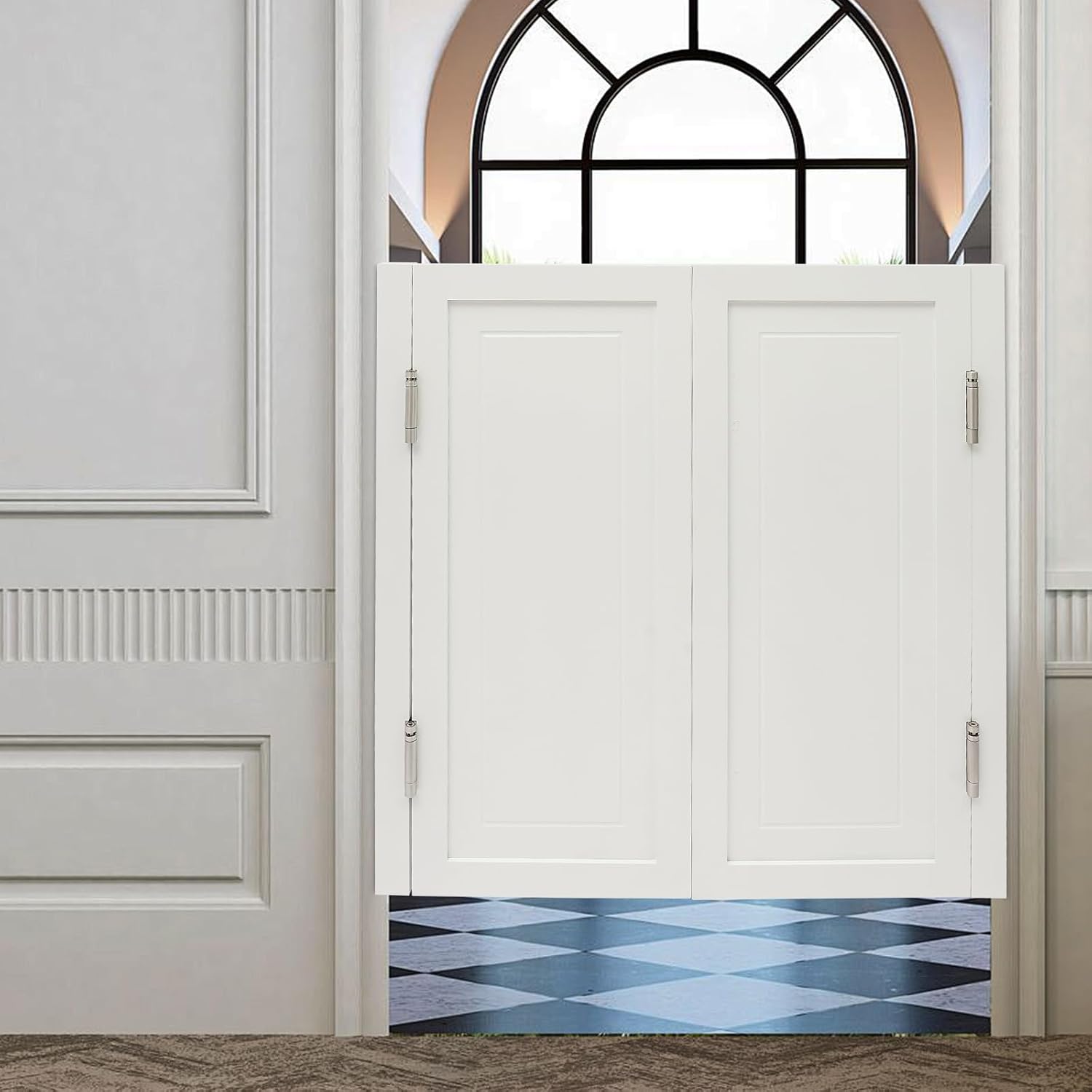 Saloon Swinging Doors, 36" W x 36" H Solid Wood Double Swing Doors - Cafe Doors with Hardware for Kitchen, Bar & Pub Entrances, Wood Color