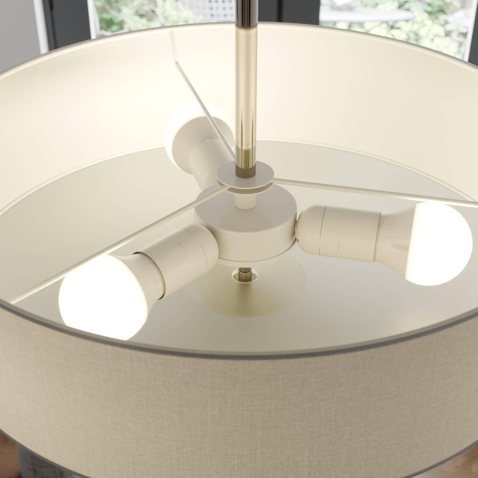 Lindby Textil Deckenleuchte rund 47 cm, Deckenlampe Stoff weiß 3x E27 max. 60W ohne Leuchtmittel Schlafzimmerlampe Wohnzimmerlampe Esszimmerlampe | Wohnzimmerlampe, e27, 3-flammig, moderne Stofflampe für Flur, Wohnzimmer, Schlafzimmer, Esszimmer