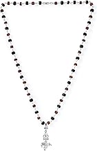 Rudraksha Karungali Malai with Silver Cap & Shiv Trishul Nandi Pendant