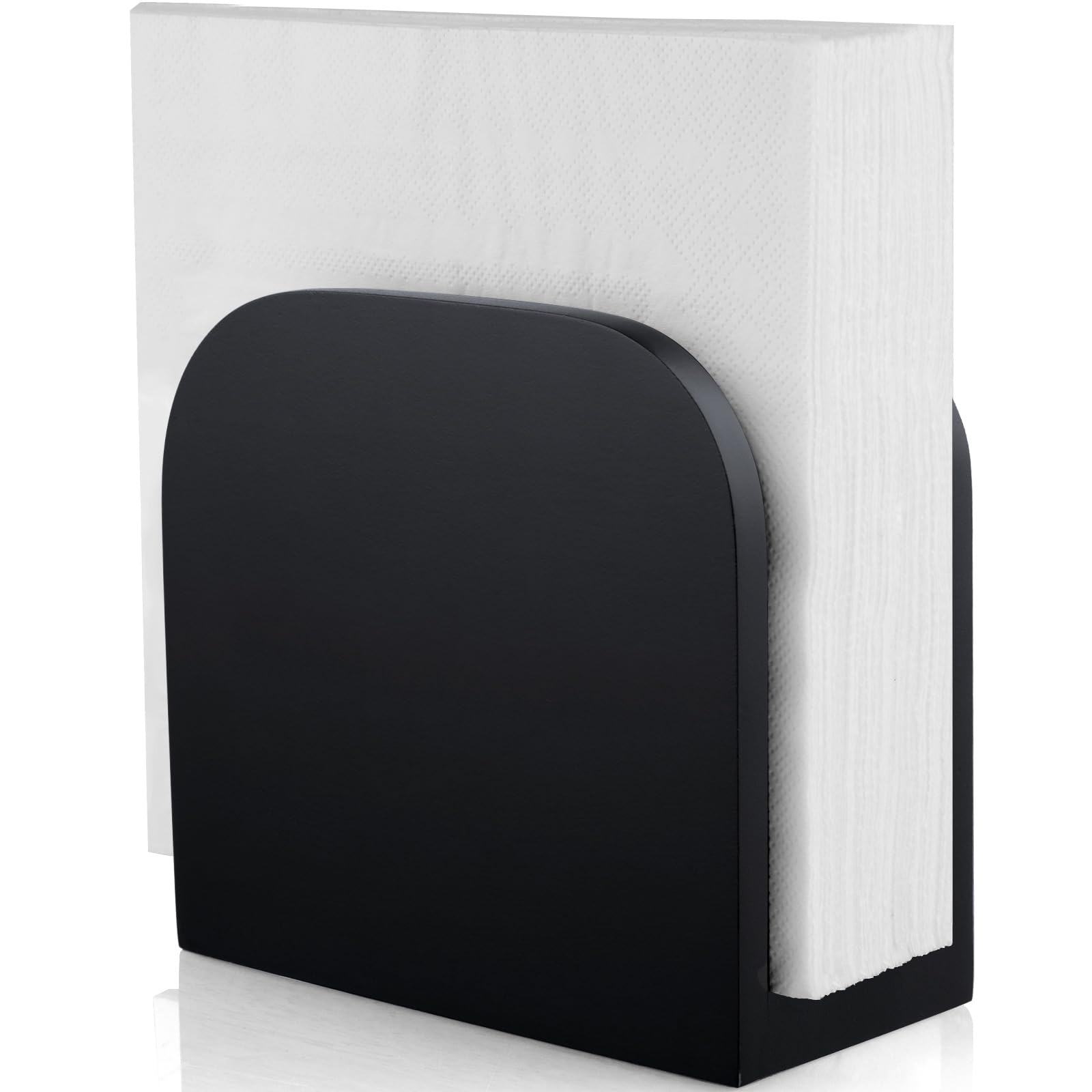 ALELION Black Napkin Holder for Table - Wood Upright Napkin Holders for Kitchen - Wooden Coutertop Napkin Dispenser for Dining Room Table Restaurant Picnic Party