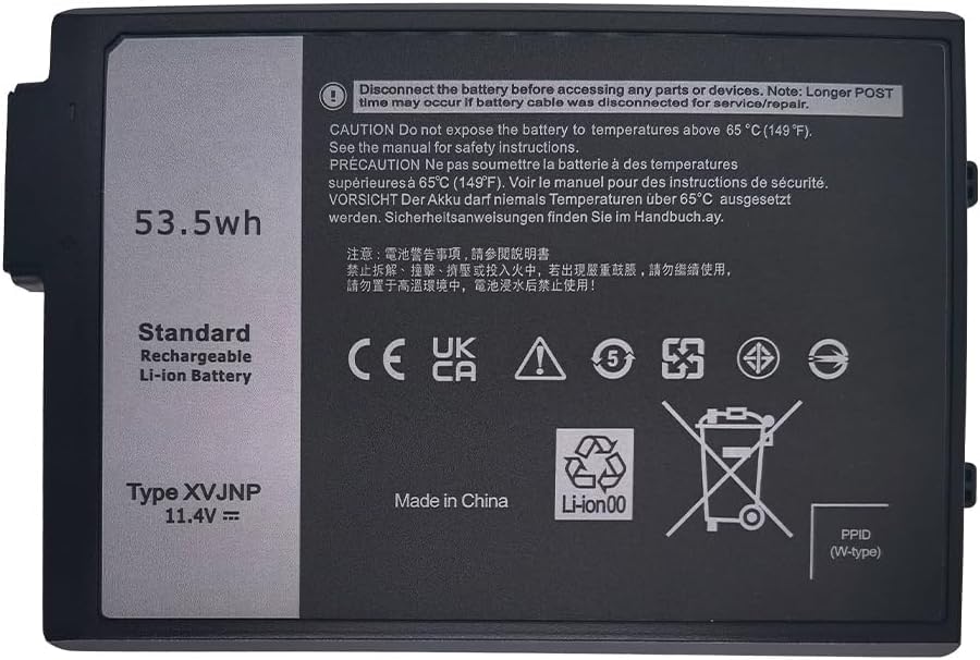 Image of XVJNP Battery Replacement for Dell Latitude 5430 7330 Compatible with XVJNP 6JRCP 06JRCP M0TN3 0M0TN3 KD1CT 451-BCWQ Rugged Extreme P148G P148G001 P149G P149G001 Series