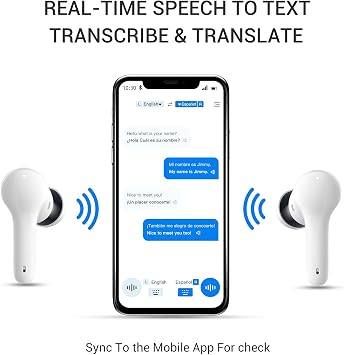 ANFIER M6 Translator Earbuds Language Translator Device Updated Chip 144 Languages and Acccents 0.5s Rapid Translation Music Calling and Translation (No Offline Package)