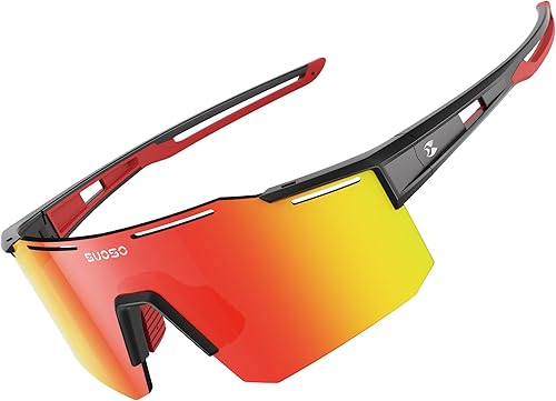 suoso Cycling Polarized Sunglasses for Men: UV400 Protection Glasses Running Baseball Softball Sports Goggles for Youth Women