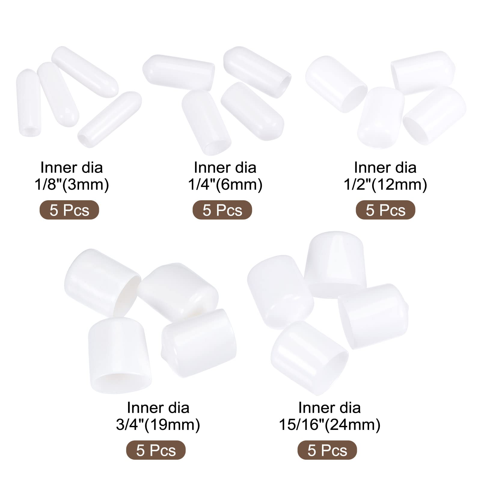 MECCANIXITY Round End Caps Rubber Cover 25pcs 1/8