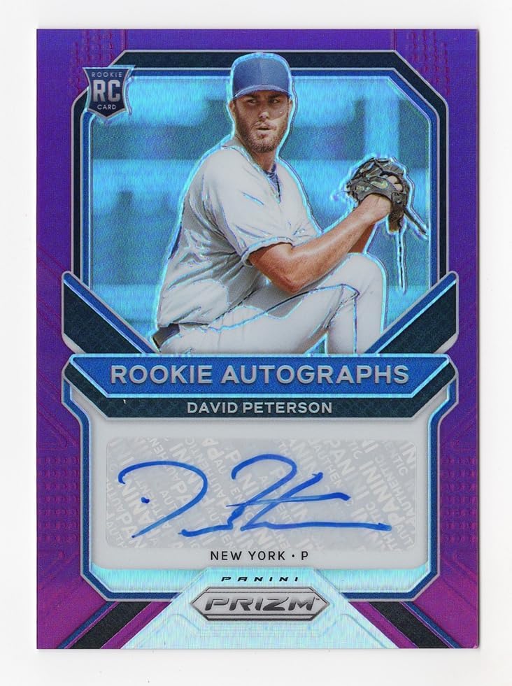 David Peterson 2021 Panini Prizm Baseball ROOKIE PURPLE PRIZM AUTOGRAPH Signed Collectible Insert Trading Card #26/50 (Only 50 Made)