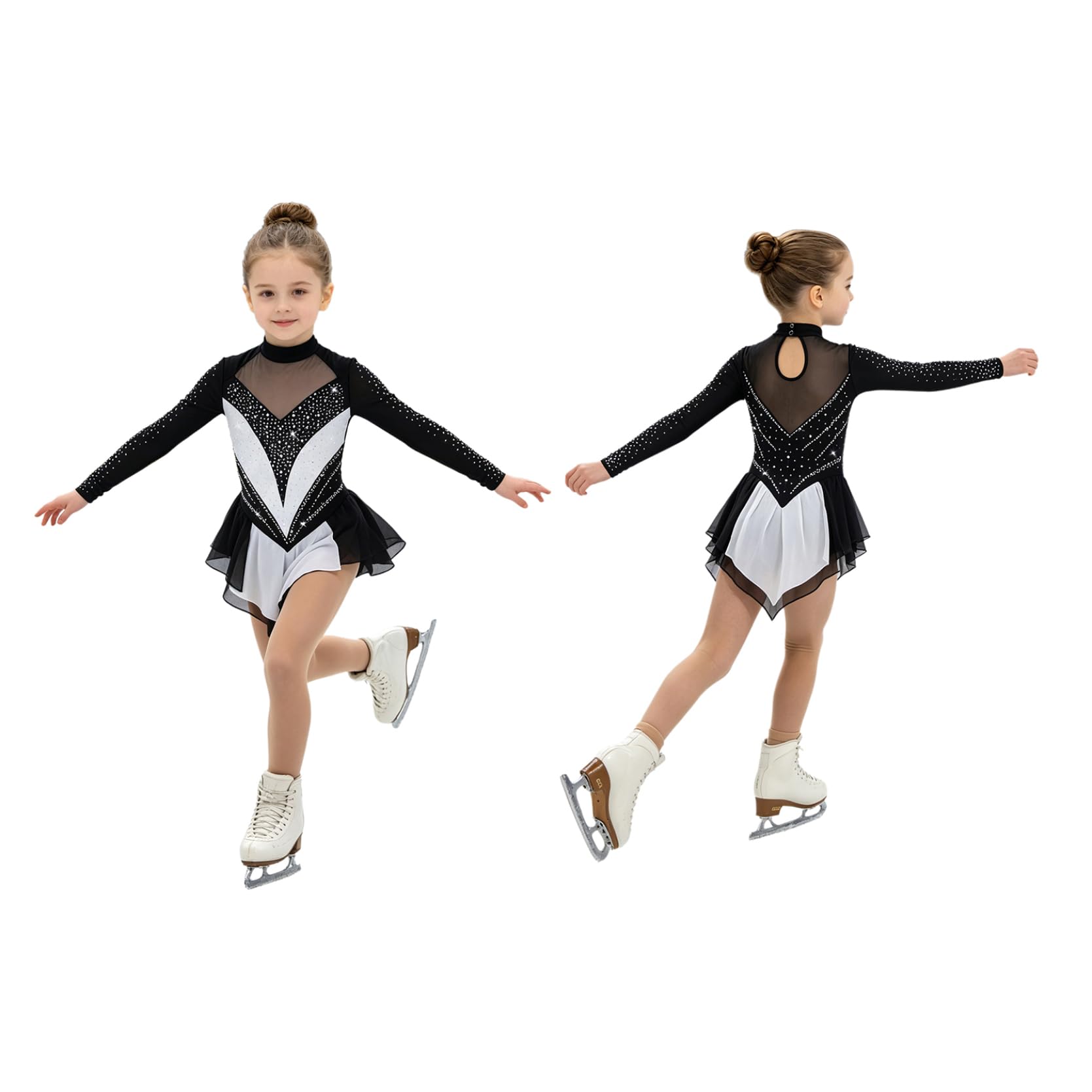 Bambini Abito Pattinaggio sul Ghiaccio Artistico Vestito da Body