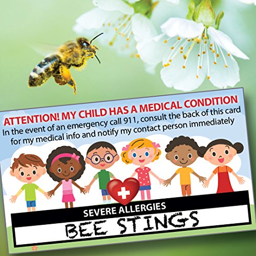 My Child Has Severe Allergies Medical Condition Ice Alert In Case Of Emergency I.d. Identification Wallet Card Heavyweight 32 Pt. Cardstock - Our Thickest (Qty. 2 W/Sealable Pouches) #TOP5