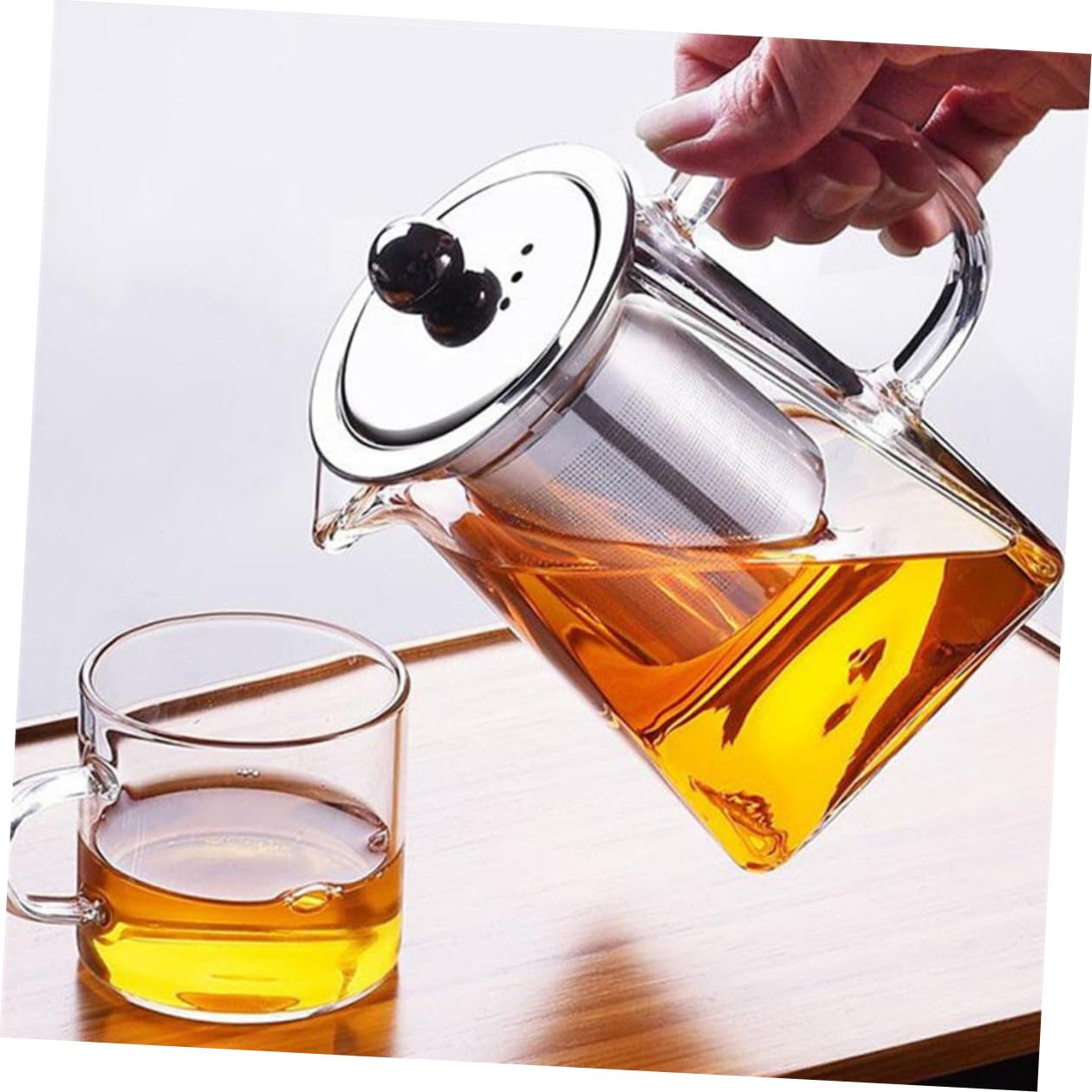 Tetera De Vidrio Resistente Al Calor Filtro De Acero Inoxidable Para Infusiones De Té Para Cocina o Despacho