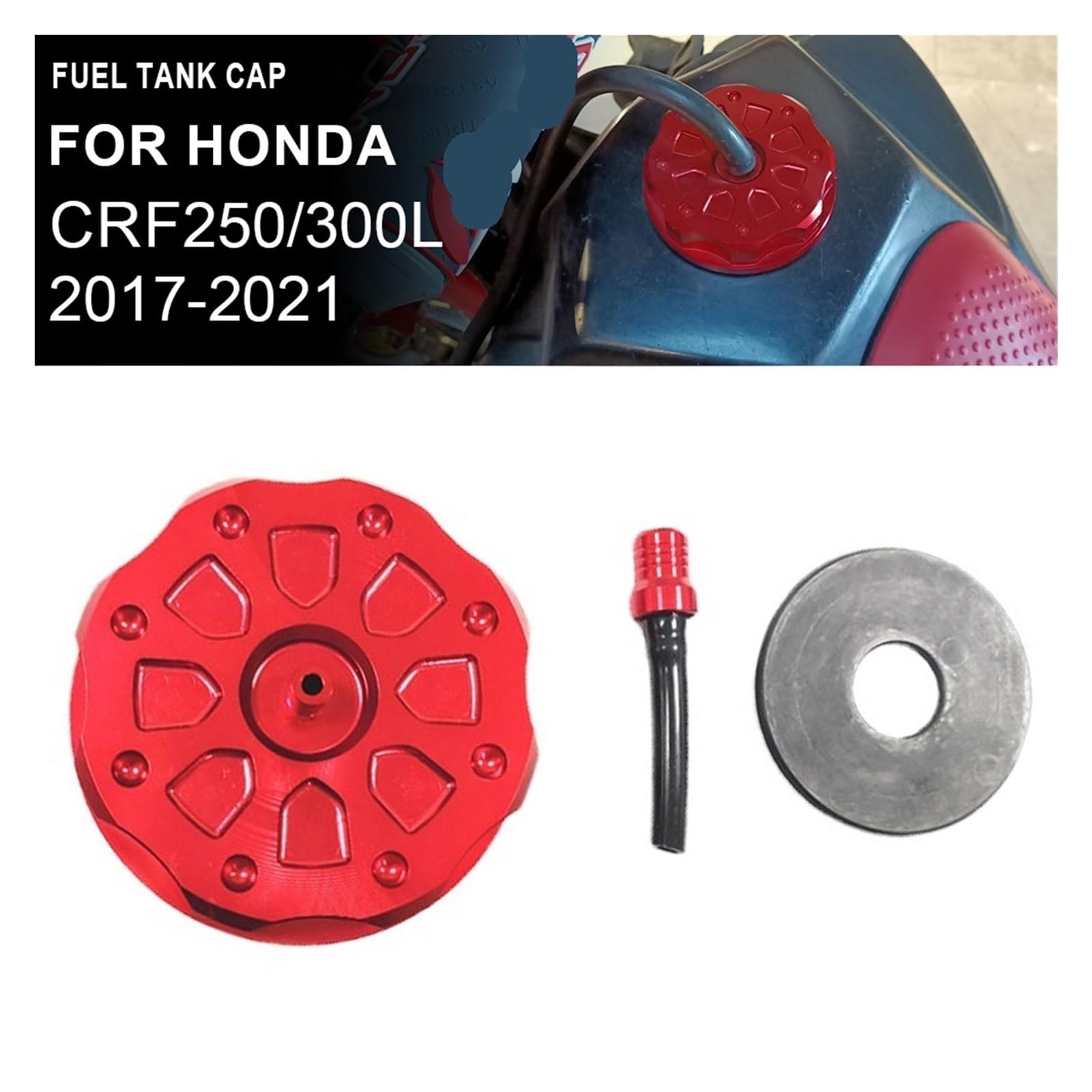 Pasuje Do Honda CRF250L CRF300L CRF 250L 300L Crf250/300L 2017-2021 Korek Wlewu Paliwa Motocykla Korek wlewu paliwa do motocykla(Red)