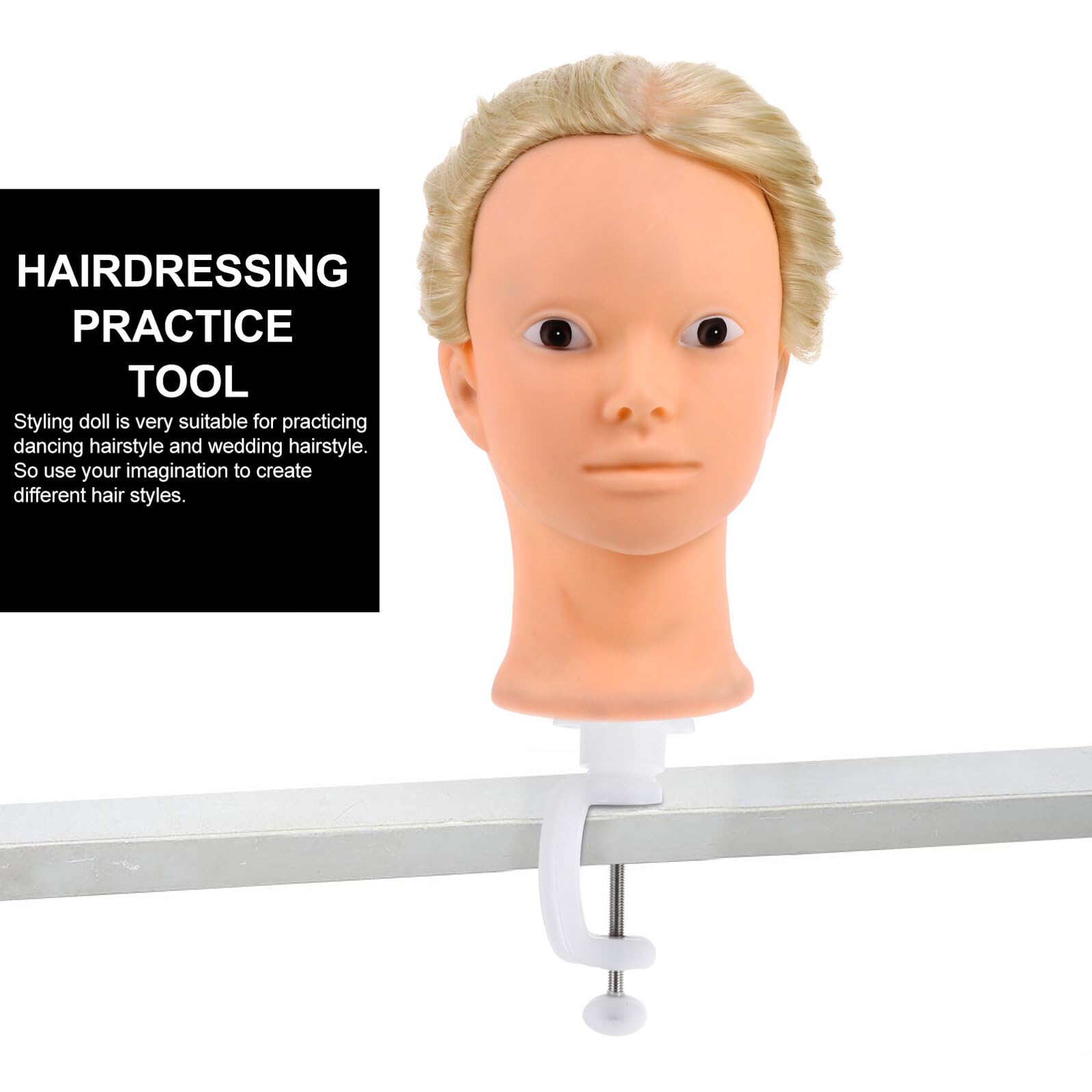 ULTECHNOVO Testa di Manichino per Allenamento Parrucchiere con Capelli Lunghi Resistenti per Intrecciare Tagliare e Acconciare per Cosmetologia per Scuole e Professionisti