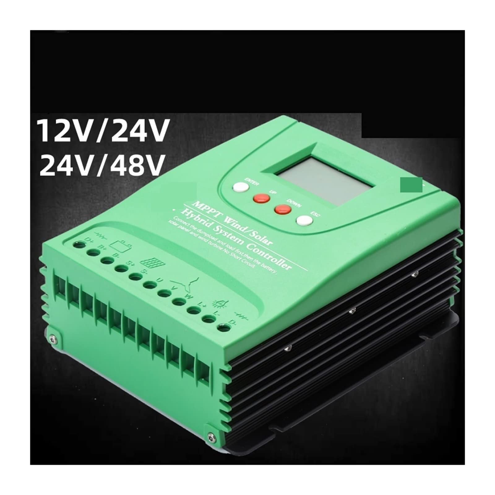 Controlador de Carga Solar, 12V/24V/48V Controlador complementario eólico-Solar MPP Breeze Carga 1000w2000w(Wind400wLight600w 12/24v)