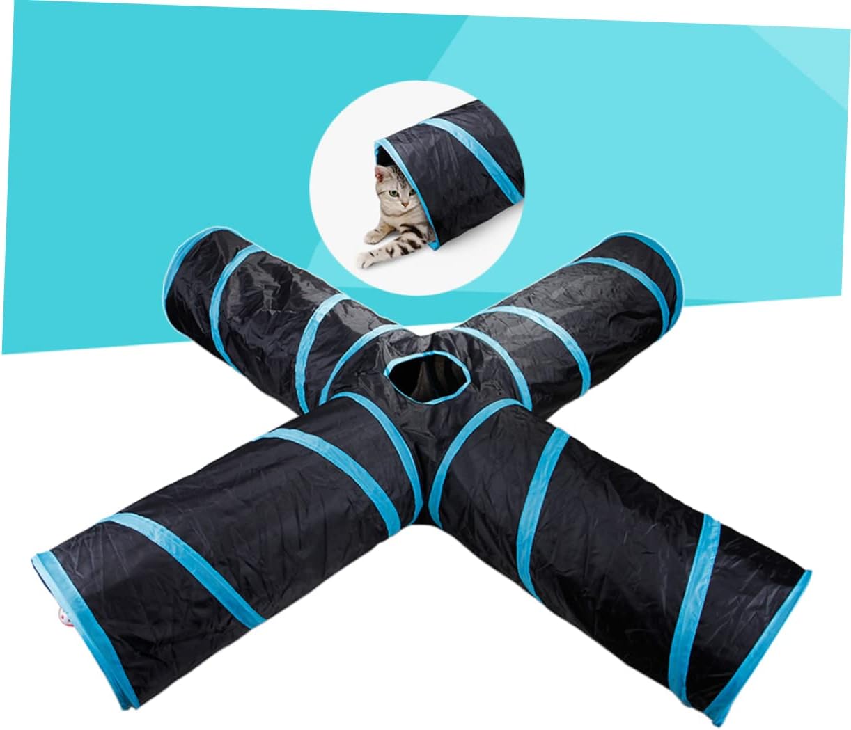 Way Foldable Pet Tunnel Crinkle Paper Dog Cat Toy Animal Playhouse Hamster Tube Guinea Portable Storage Bag