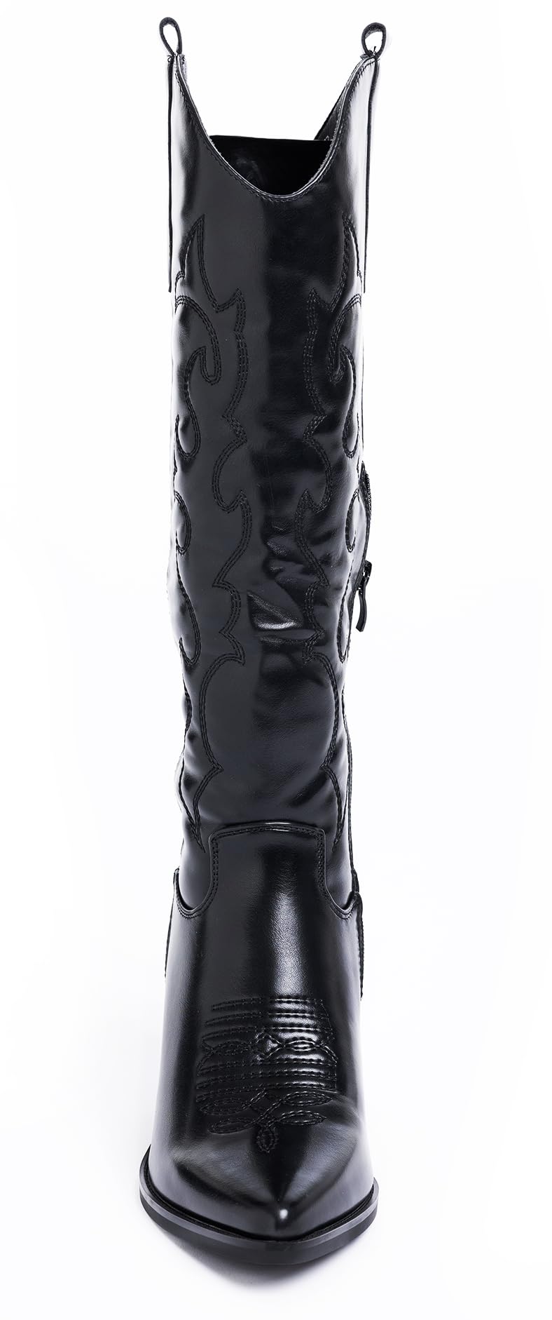 Stivali Alti Donna Texani Western con Tacco Largo Inclinato e Punta Affusolata 1167