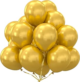 Gold Balloons, 5 Inch Balloons 50pcs, Gold Chrome Balloons, Metallic Balloons, Foil Balloons, Balloons for Party Decoration, Gold Round Balloon Arch