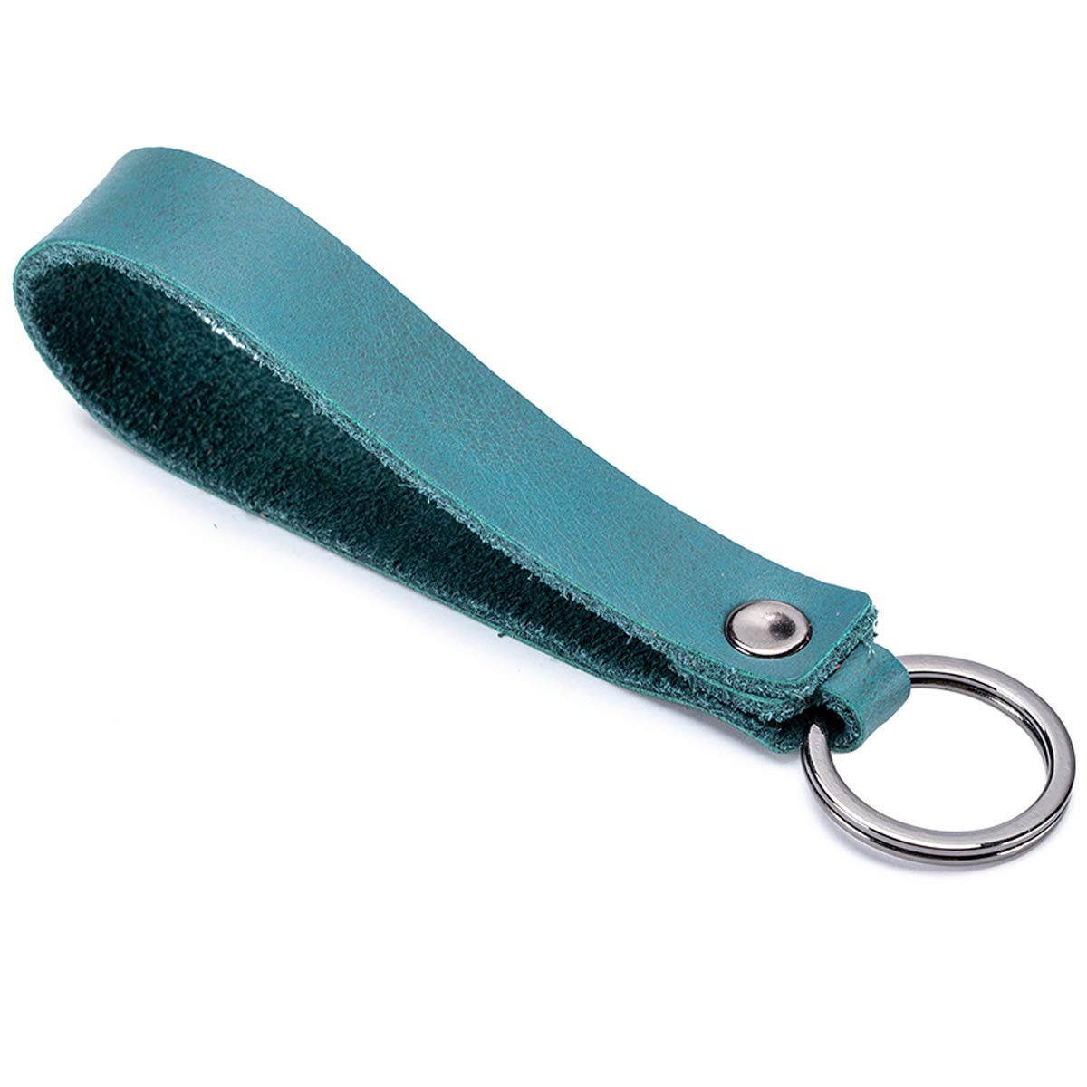 Aileder Unisex Dark Blue Leather Car Keychain Key Holder Real Leather Strap Valet Key Chain Keyring Key Fob Lanyard (Dark Blue)