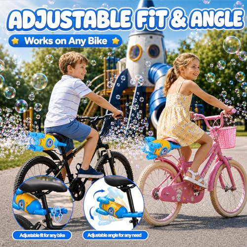 AIERSA Máquina de Burbujas para Bicicleta para Niños, Recargable Automática con Luces y Control Remoto, Usable de Mano o Montada en Bicicleta, Juguete de Verano para Niños y Niñas miniatura 2