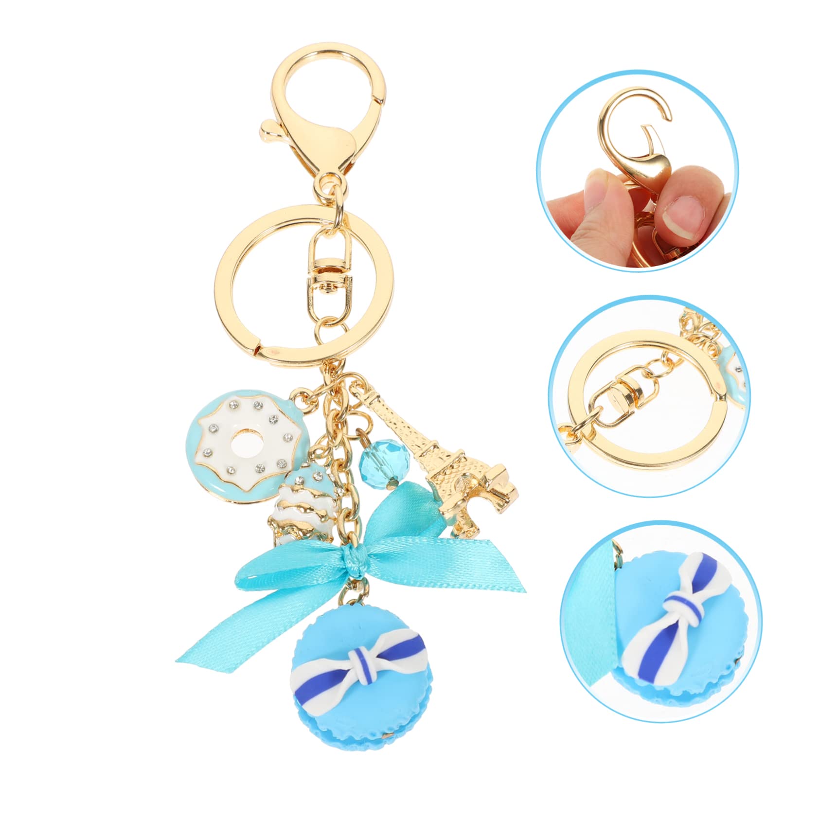 3 Uds Favores Crema Cuentas De Hielo Coche Cadena Pastel Fiesta Macarrón Dulce Postre Colgante Donut Dulces Bolsas Bolsa Diseño Torre Lazo Francés Color Para Billetera