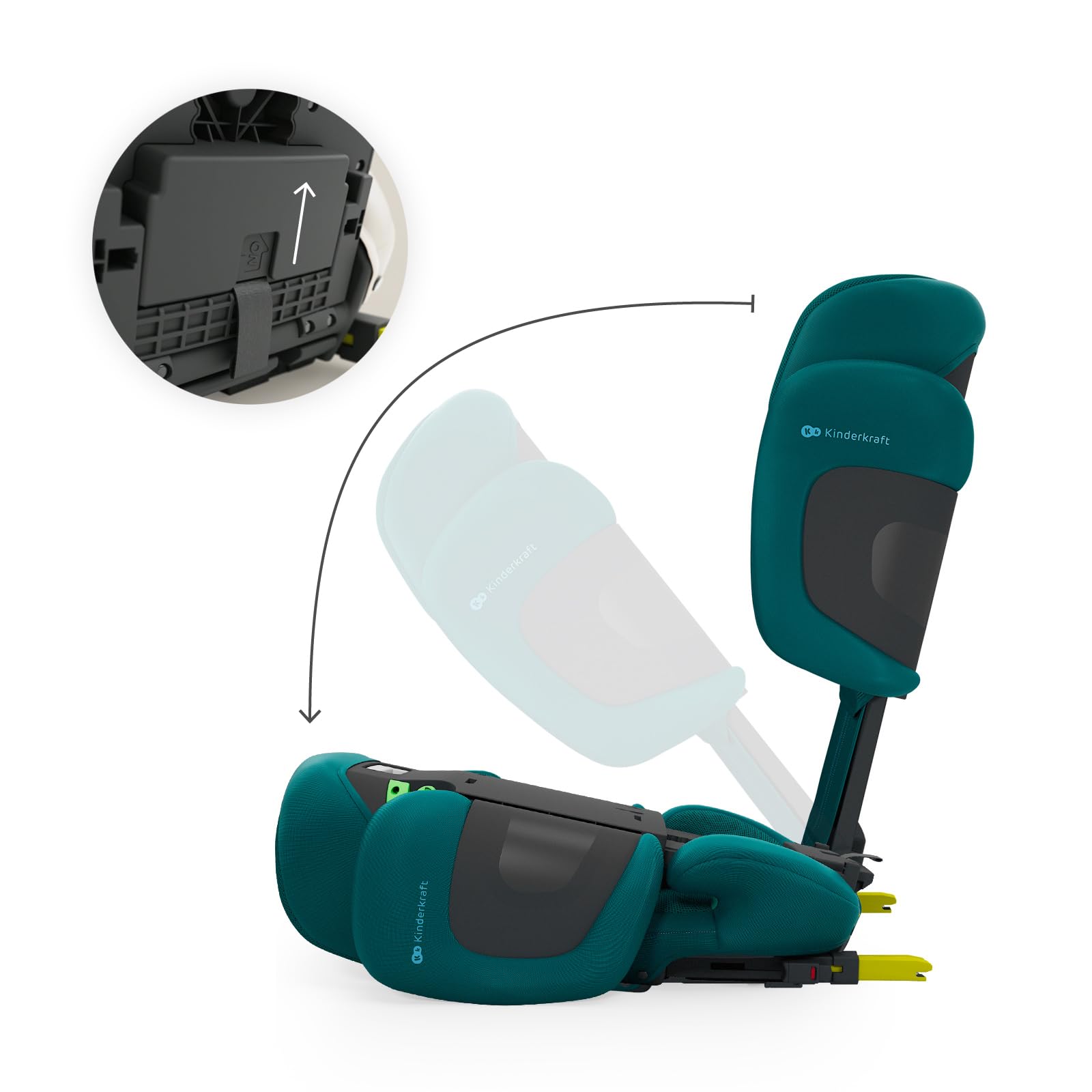 Kinderkraft XPAND 2 PRO siège-auto i-Size 100–150 cm, installation ISOFIX ou ceinture, réglable en hauteur et en largeur DUO EXPAND, appui-tête H-GUARD+ avec mousse à mémoire de forme, pliable, Vert