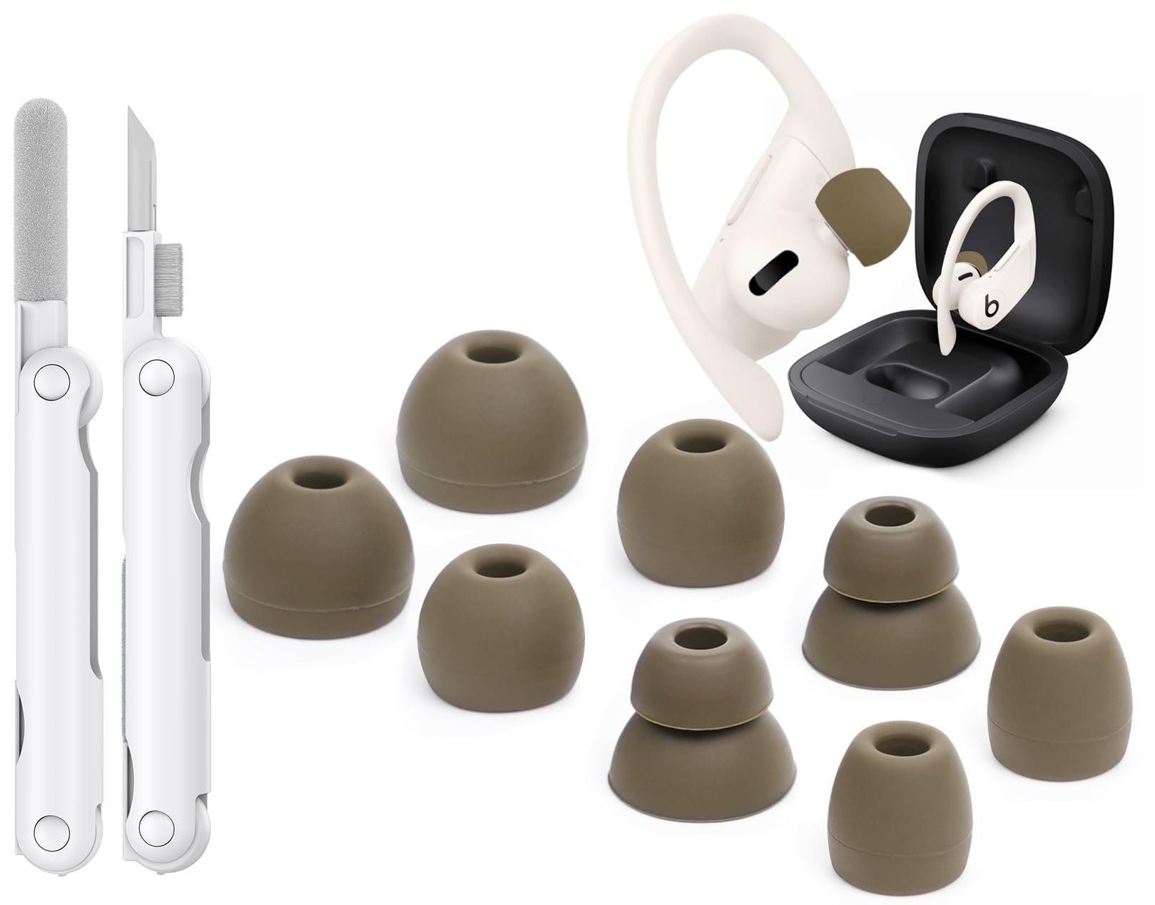 4 Pair Replacement Ear tip for Powerbeats Pro, Beats Earbuds Replacement Tips,Wireless Earphone Headphones, Silicone Earbuds Buds Set with Cleaning