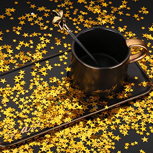Image of Hestya 60g Star Confetti Glitter Table Confetti Metallic Foil Stars for Christmas Party Wedding Festival Decorations(Gold,10mm and 6mm)
