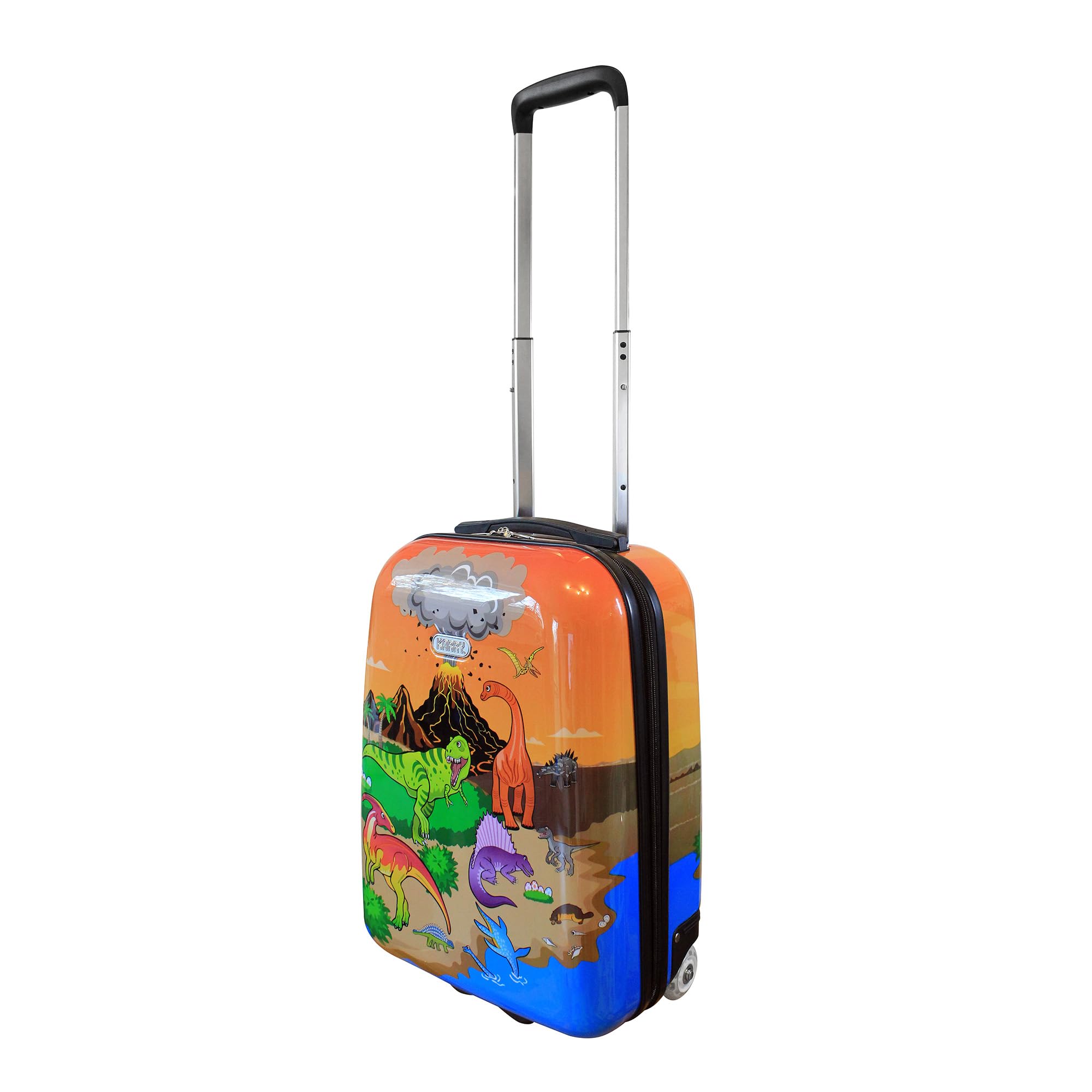 Karry Kinder Koffer Reisekoffer Trolley Hartschalen Handgepäck Jungs LED Skater Rollen Dinosaurier
