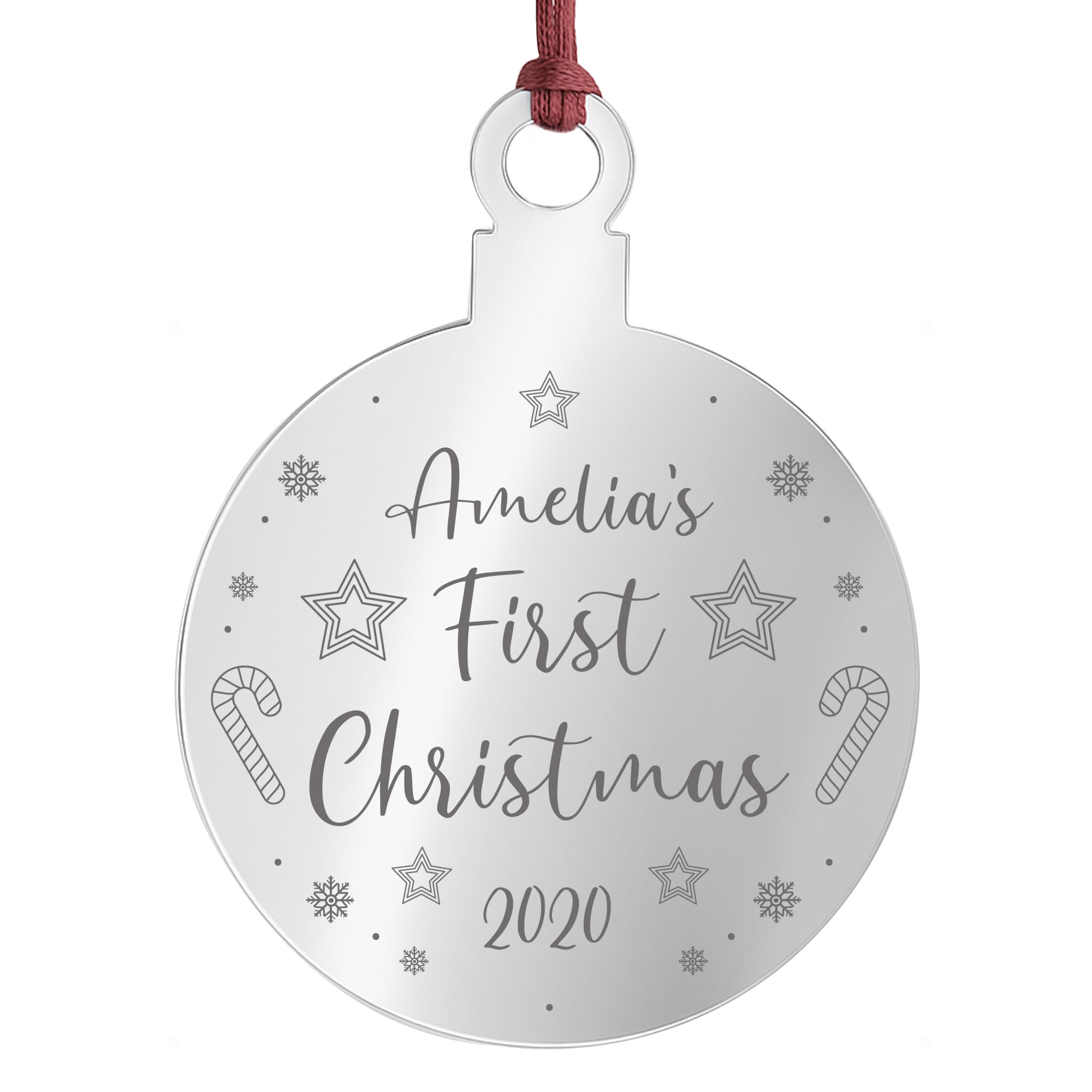 Personalised Babys First Christmas Engraved Bauble Christmas Tree Decoration Keepsake