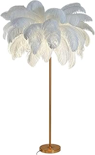Ostrich Feather Floor Lamp, Indoor Feather Decor Lighting Ostrich Feather Floor Lamp with LED Bulbs Standing Lamp, 6 x LED Bulbs Included Standing Lamps for Living Room Bedroom Office