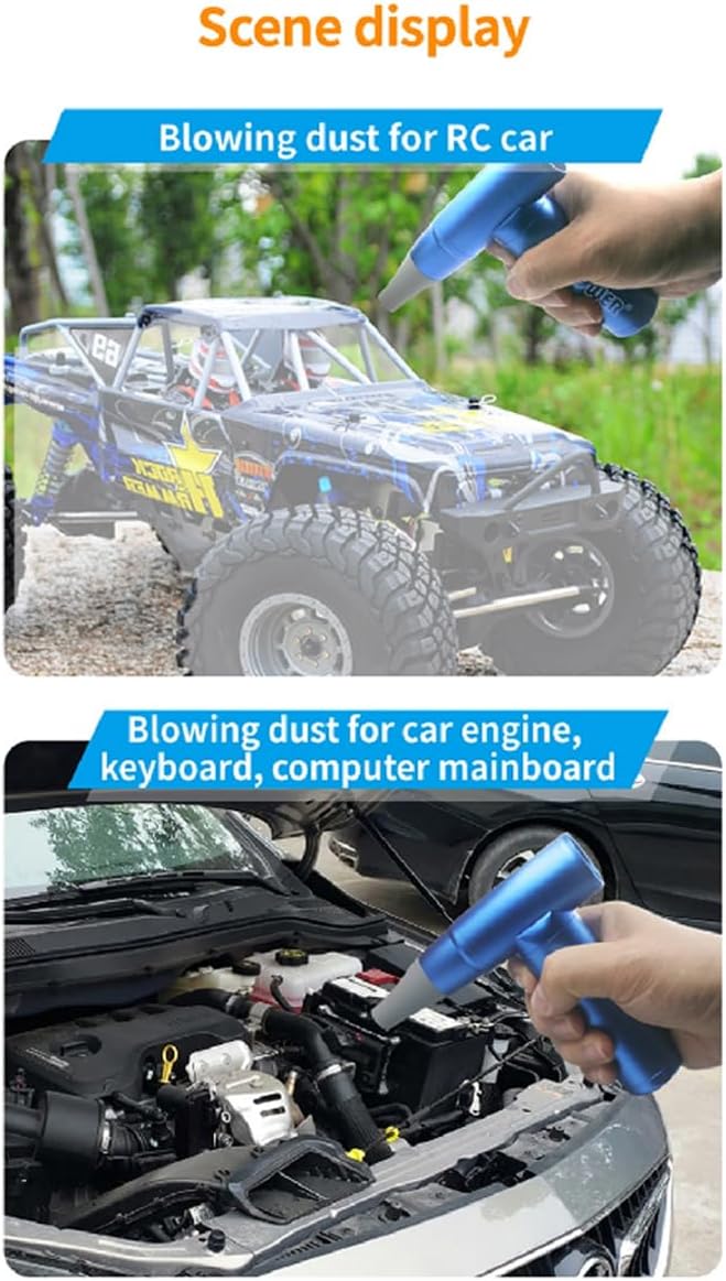 FEICHAO G.T.Power Handheld Turbo Fan Portable Removal Blowing Down for 1/10 1/14 RC Car Truck (Blue)