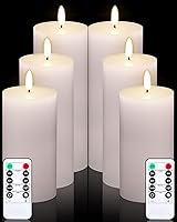 Vista 13 de VIHOSE White Flameless Candles Set Flickering LED Flameless Candles with Remote and Timer Flat Top Battery Operated Candle for Wedding Outdoor Home
