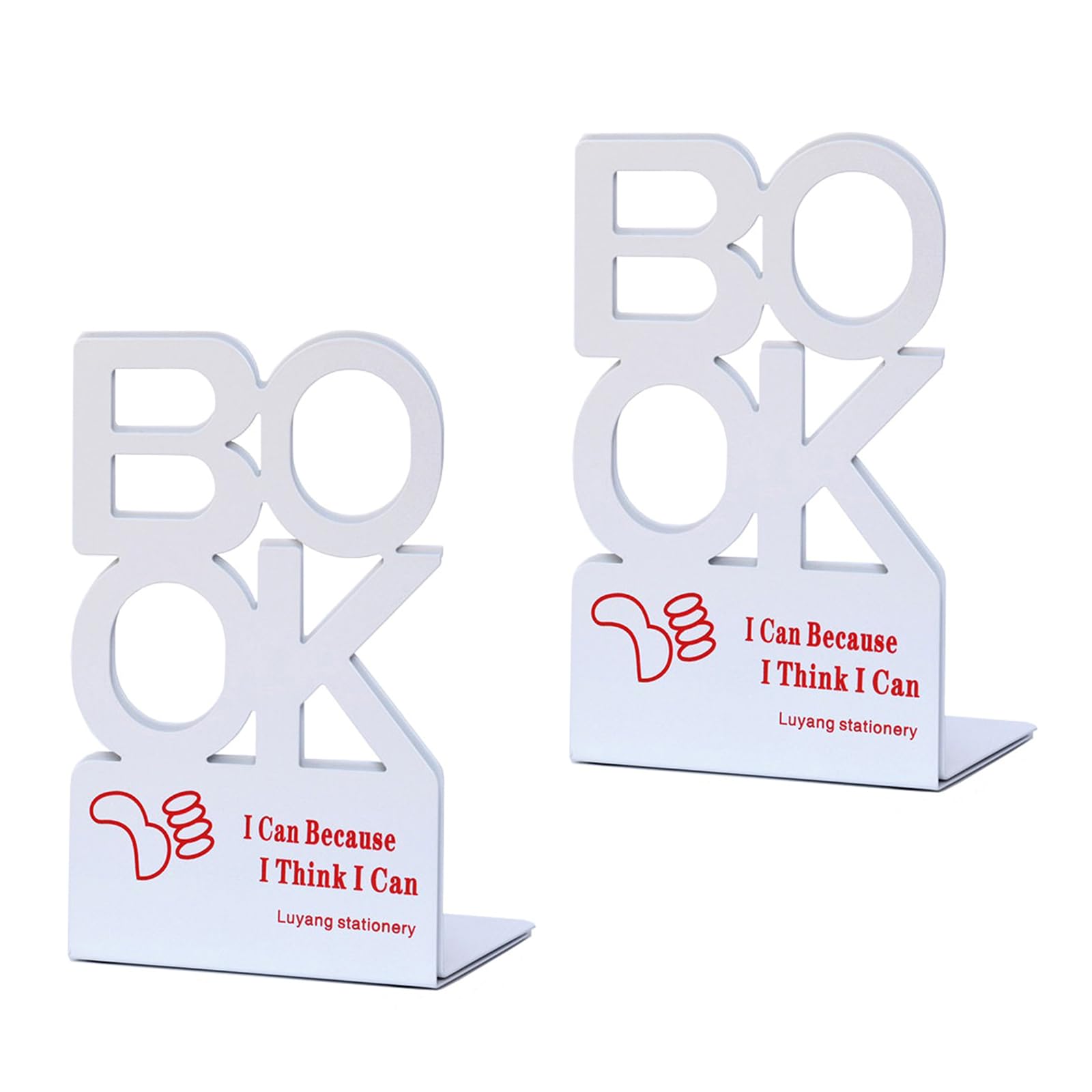 1Pair Metal Book End for Shelves Hollowed Letter Bookend Slip Resistant Desktop Book Stopper for School Library Bookshelf Bookends