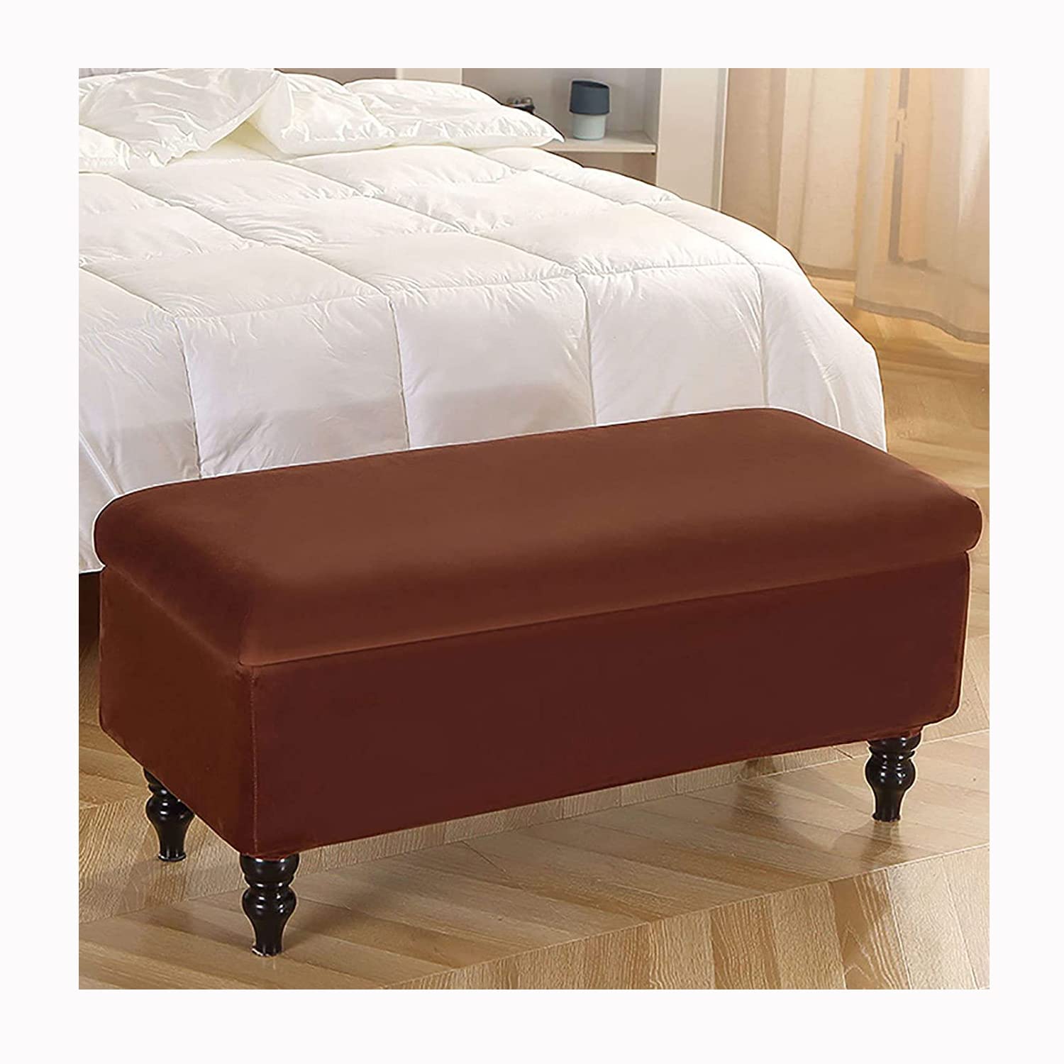 XGANGM Storage Ottoman Bench Slipcovers Velvet Rectangle Folding Stretch Ottoman Cover slipcovers with Lid Large/Medium/Small large Footrest Stool Cover Furniture Protector Cover,H,1Medium