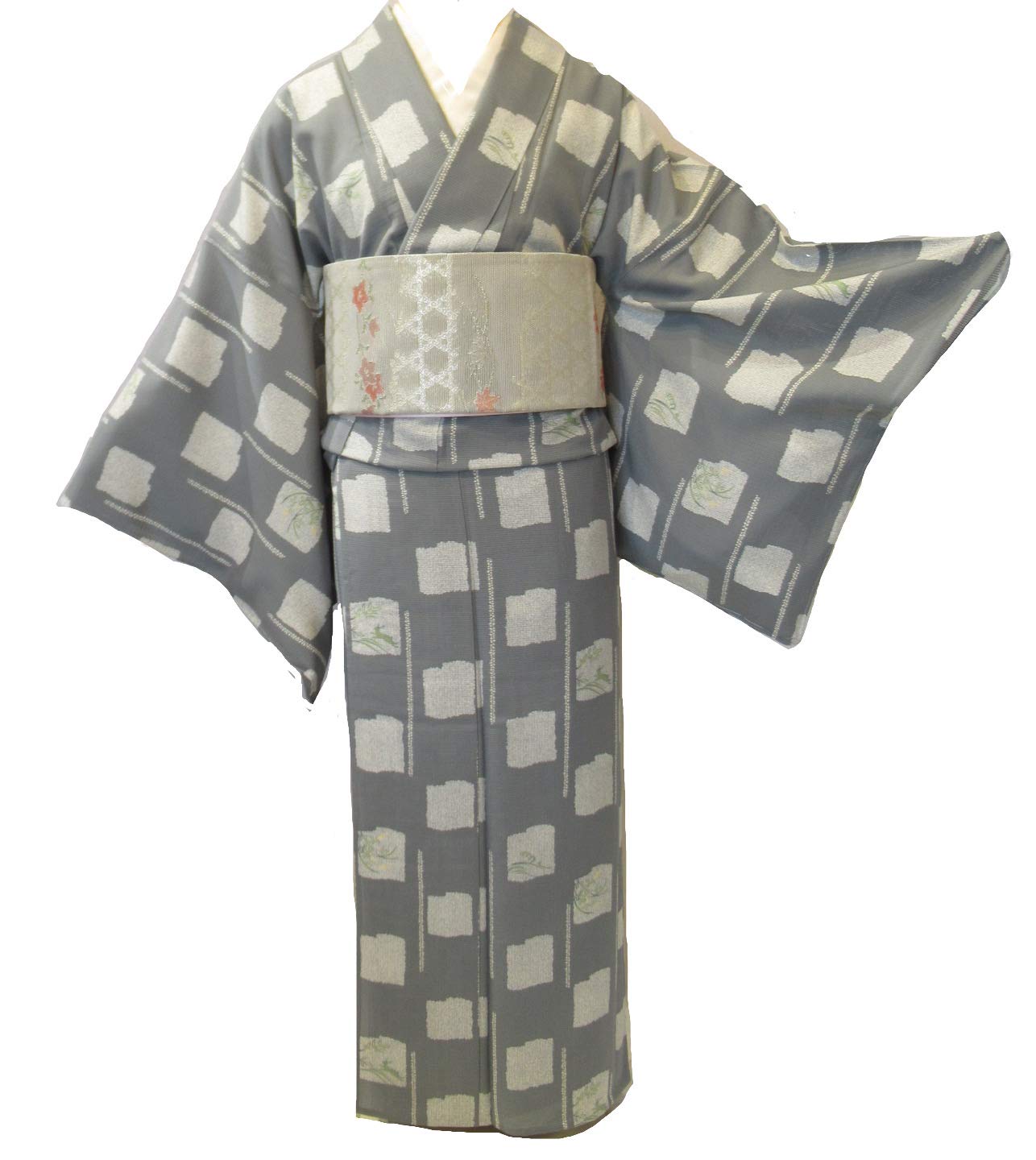 Amazon | [La遇] 夏用絽 夏着物 小紋 グレー ウサギ 超高身長 新古品 