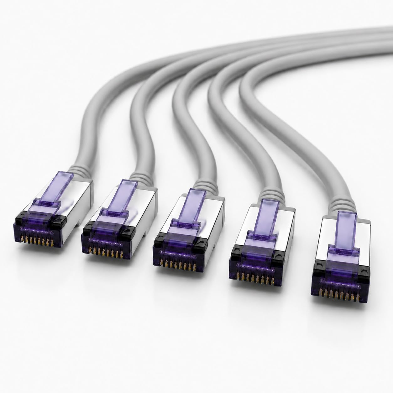 1aTTack.de - 0,15m - 5 Stück CAT6a Netzwerkkabel RJ45 LAN Kabel Ethernet Patchkabel S/FTP PiMF 10 Gbit/s 500 MHz Superflex Soft-PVC Gigabit kompatibel Cat7 Cat6 Cat5e grau