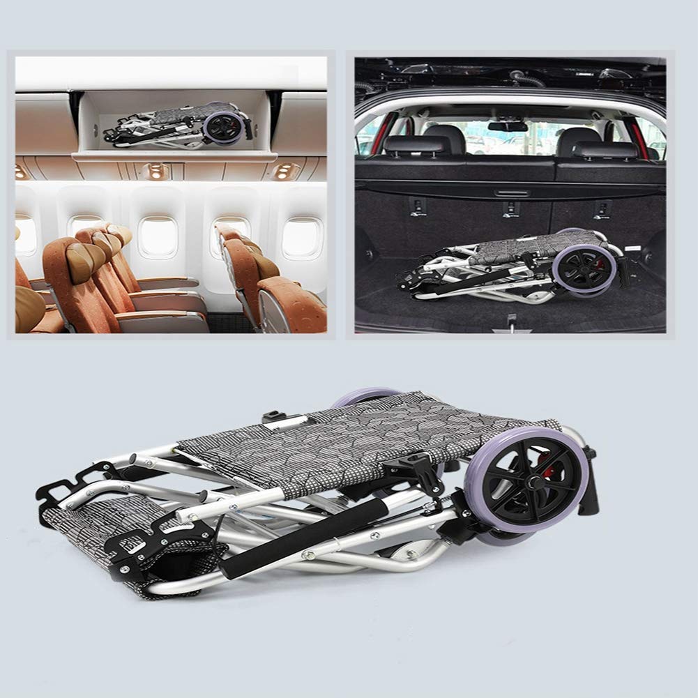 Silla de ruedas,Scooter de empuje manual de viaje con freno de bloqueo automático para discapacitados de aleación de aluminio plegable multifunción