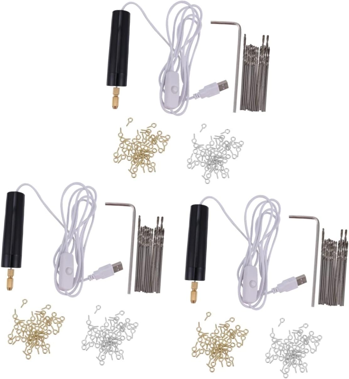 balacoo 3sets Hand Drills Cordless Jewelry Mini Electric Drill Perfect for Woodworking Engraving Pen 115pcs*3