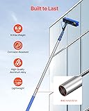 VEVOR 9m Cleaning Pole with Extendable Handle, 180° Rotatable Brush Head & 20m Hose, Household & Outdoor Window Cleaner Tool for Caravan Solar Panel Deck, Blue, 2125-9023 mm - 5
