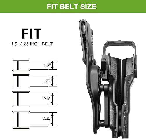 Miniatura 4 de Funda de retención de nivel IInivel III, compatible con Glock 17193132 (Gen 1-5), G2223 (Gen 1-4), G19X 44 45. Funda de accesorios para cinturón de